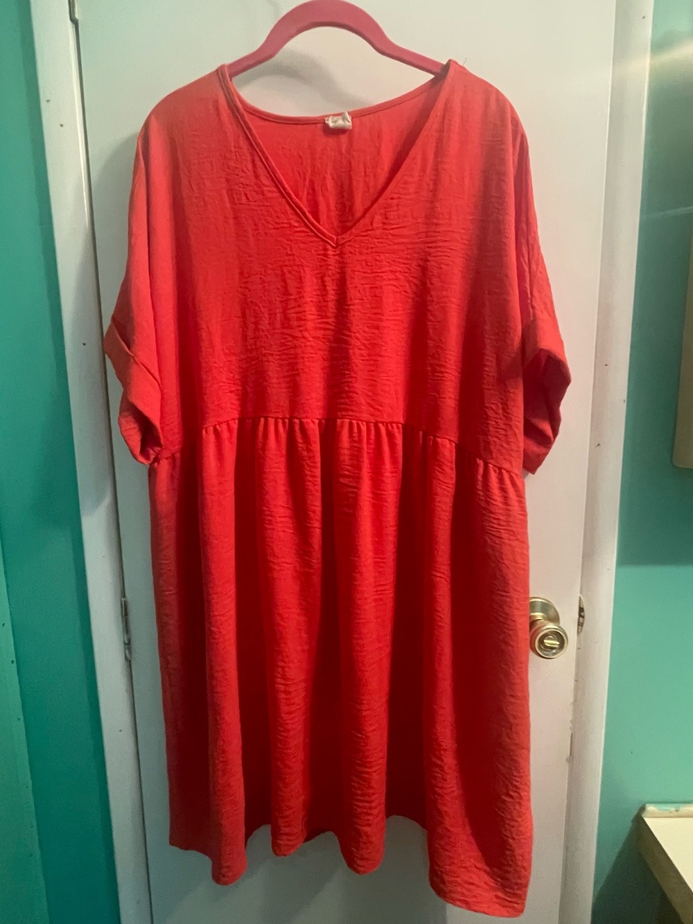 Jennaration Vibrant Watermelon Red  Babydoll Dress XXXL